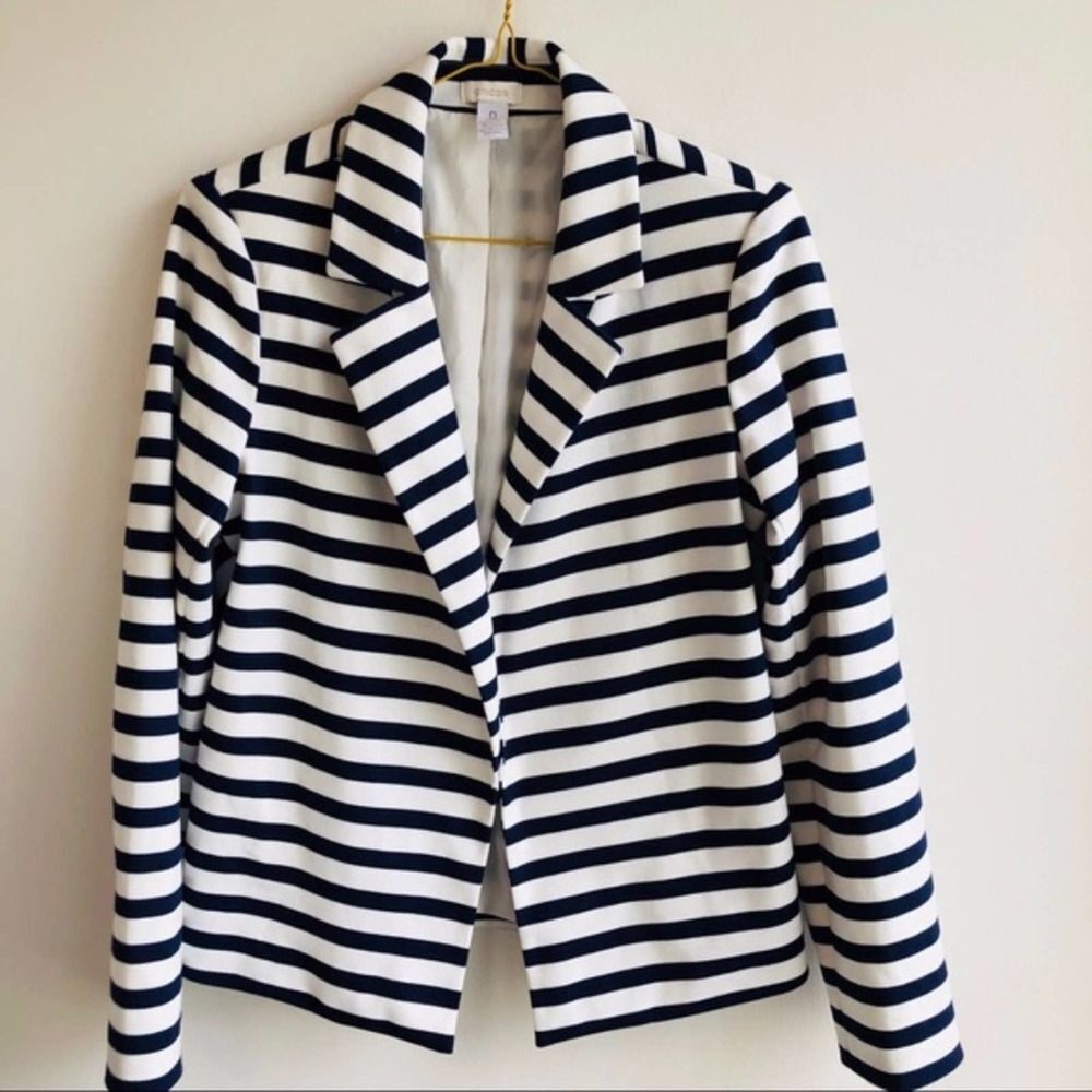 Chico’s blue and white striped blazer NWOT
